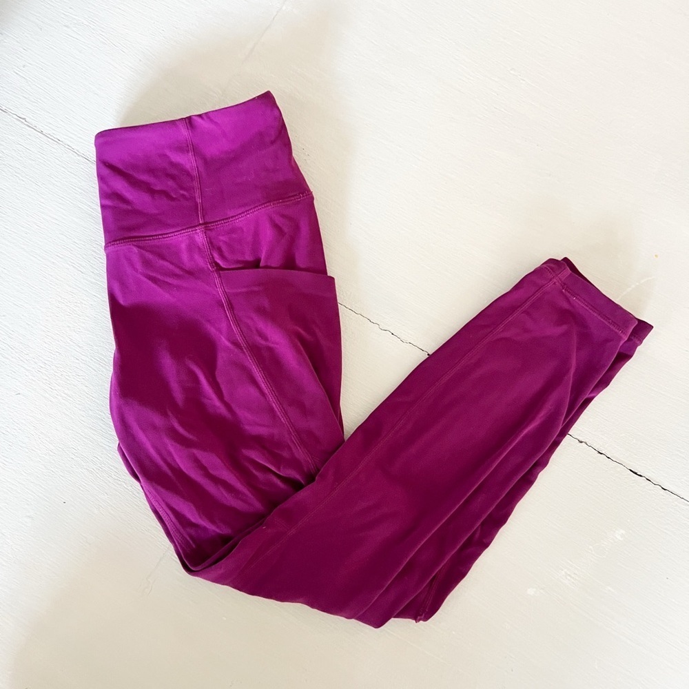 Athleta Raspberry Pink Pocket Leggings Women Small Athletic Workout Yoga Running